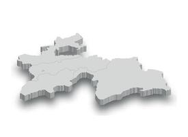 3d le tadjikistan blanc carte avec Régions isolé vecteur