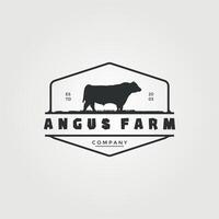 angus ferme logo emblème ancien illustration conception, icône signe et symbole vecteur