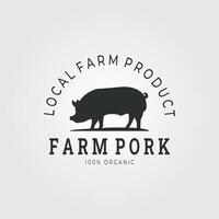 ferme porc logo ancien illustration vecteur