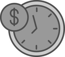 temps est argent ligne rempli niveaux de gris icône conception vecteur