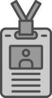 employé badge ligne rempli niveaux de gris icône conception vecteur