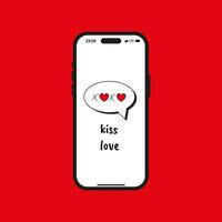 bisous bisous baiser l'amour SMS message rouge cœur Téléphone icône vecteur