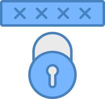 Sécurité code ligne rempli bleu icône vecteur