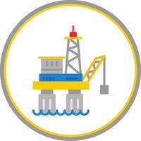 offshore Plate-forme plat cercle icône vecteur