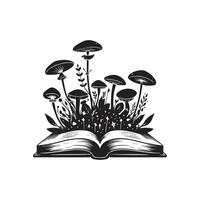 champignons croissance en dehors de le pages de un ouvert livre illustration vecteur