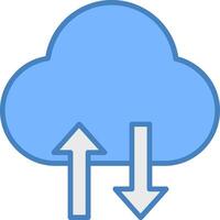 nuage Les données transfert ligne rempli bleu icône vecteur