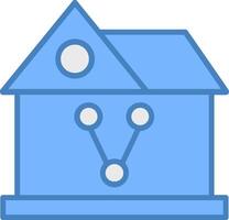partage maison ligne rempli bleu icône vecteur