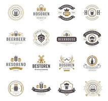 ensemble Bière logos, badges et Étiquettes ancien style vecteur