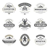 camping logos modèles conception éléments et silhouettes ensemble vecteur
