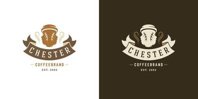 café à aller magasin logo modèle illustration avec tasse silhouette bien pour café badge conception et menu décoration vecteur