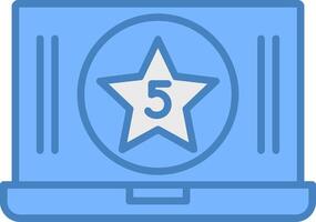 cinq étoile contenu ligne rempli bleu icône vecteur
