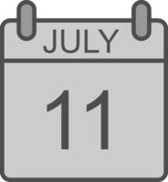 juillet ligne rempli niveaux de gris icône conception vecteur