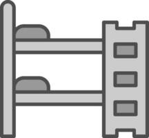 couchette lit ligne rempli niveaux de gris icône conception vecteur