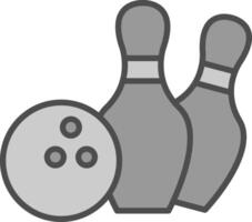 bowling ligne rempli niveaux de gris icône conception vecteur