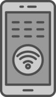 Wifi ligne rempli niveaux de gris icône conception vecteur