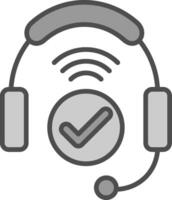 écouteurs ligne rempli niveaux de gris icône conception vecteur