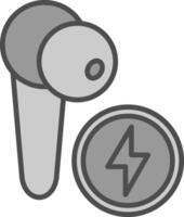 écouteur ligne rempli niveaux de gris icône conception vecteur