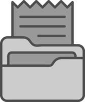 dossier ligne rempli niveaux de gris icône conception vecteur