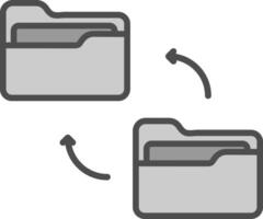 dossier ligne rempli niveaux de gris icône conception vecteur