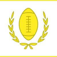 icône de couleur de championnat de football américain. ballon de football américain en or dans une couronne de laurier. illustration vectorielle isolée vecteur
