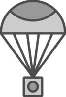parachute ligne rempli niveaux de gris icône conception vecteur