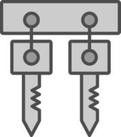 crochets ligne rempli niveaux de gris icône conception vecteur