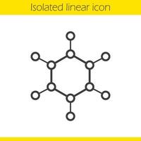 icône linéaire de molécule. illustration de la ligne mince. symbole de contour du modèle de structure moléculaire. dessin de contour isolé de vecteur