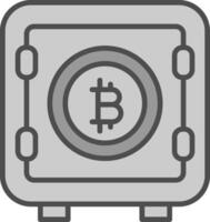 bitcoin espace de rangement ligne rempli niveaux de gris icône conception vecteur