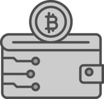 crypto-monnaie portefeuille ligne rempli niveaux de gris icône conception vecteur
