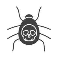 icône d'araignée venimeuse. symbole de silhouette de bug de danger. virus informatique. espace négatif. illustration vectorielle isolée vecteur