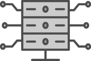 base de données espace de rangement ligne rempli niveaux de gris icône conception vecteur