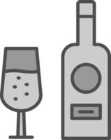du vin bouteille ligne rempli niveaux de gris icône conception vecteur