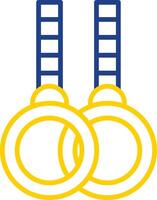 gymnastique anneaux ligne deux Couleur icône conception vecteur