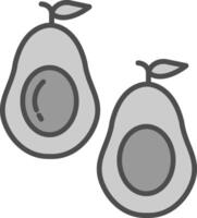 Avocat ligne rempli niveaux de gris icône conception vecteur