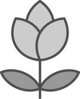 fleur ligne rempli niveaux de gris icône conception vecteur