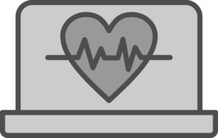 électrocardiographie ligne rempli niveaux de gris icône conception vecteur