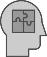 psychiatrie ligne rempli niveaux de gris icône conception vecteur