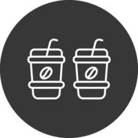 café tasses ligne inversé icône conception vecteur