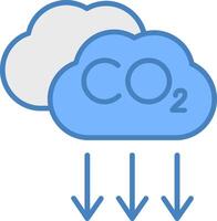 CO2 ligne rempli bleu icône vecteur