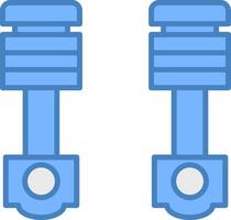 pistons ligne rempli bleu icône vecteur
