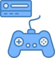 jeu console ligne rempli bleu icône vecteur