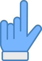 montrer du doigt main ligne rempli bleu icône vecteur