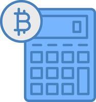 bitcoin calculatrice ligne rempli bleu icône vecteur