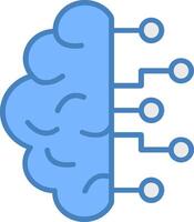 cerveau ligne rempli bleu icône vecteur