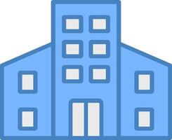 bâtiments ligne rempli bleu icône vecteur