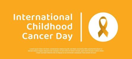 journée internationale du cancer de l'enfant au 15 février conception de modèle de bannière avec symbole de ruban d'or vecteur