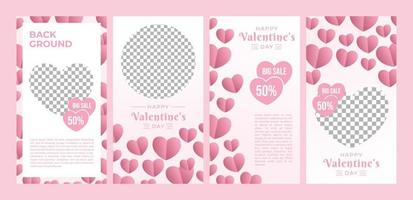 modèle de conception de bannière de remise pour la promotion de la Saint-Valentin pour l'histoire des médias sociaux, le Web et la publicité imprimée. ensemble de fond de carte de voeux vecteur