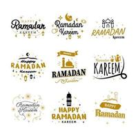 collection de modèles vectoriels ramadan kareem. joyeux eid mubarak typographie et lettrage eid al fitr 24 vecteur