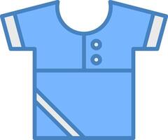 chemise ligne rempli bleu icône vecteur
