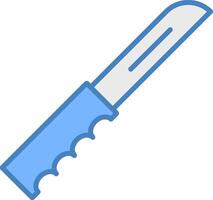 poche couteau ligne rempli bleu icône vecteur